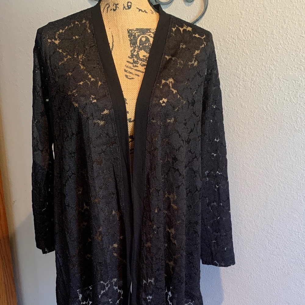 Nally & Millie Sheer Black Lace Cardigan